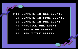 The main menu of California Games