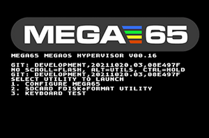 A screen shot of the MEGA65 MEGA OS.